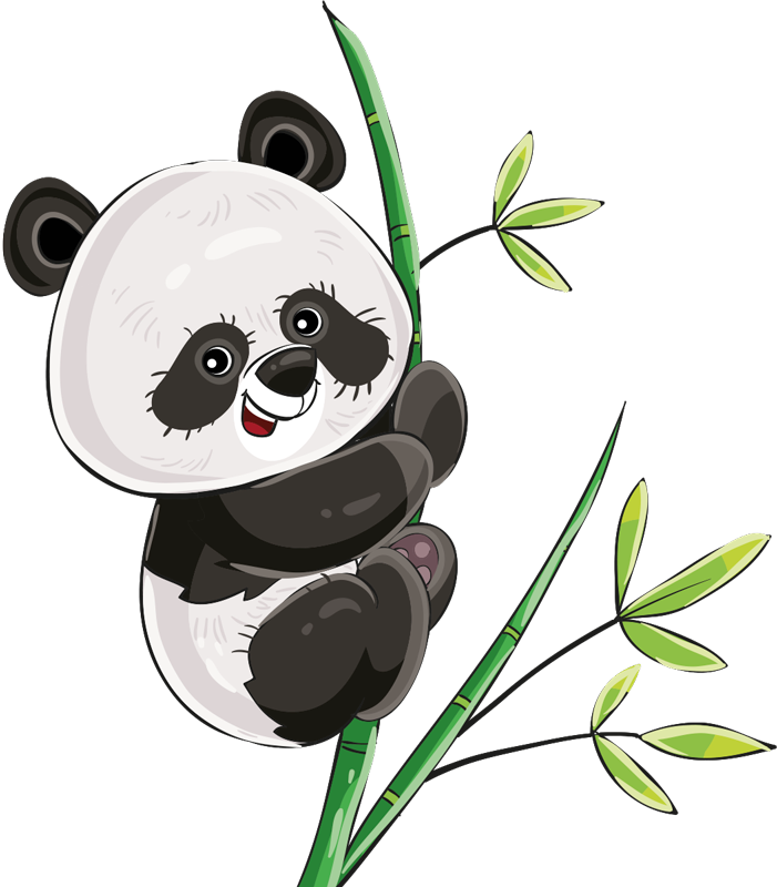 Tappeto vinile animali panda che scala il bamboo - TenStickers