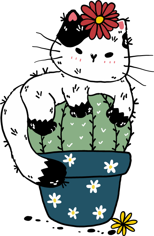 Tappeto vinile animali gatto giocoso cactus - TenStickers