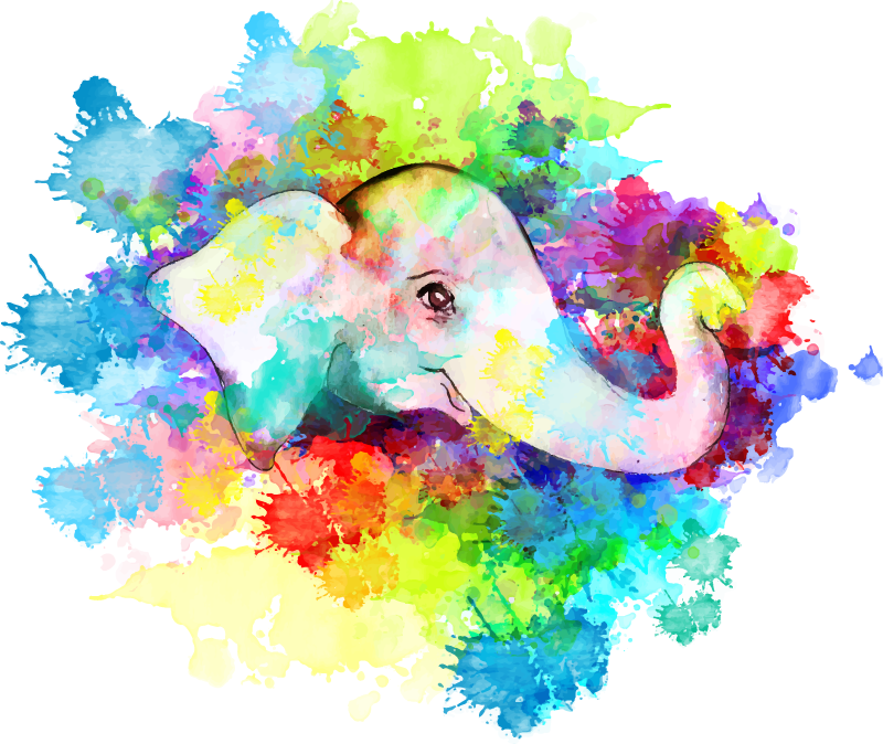 Tappeto vinile animali elefante colorato splash - TenStickers