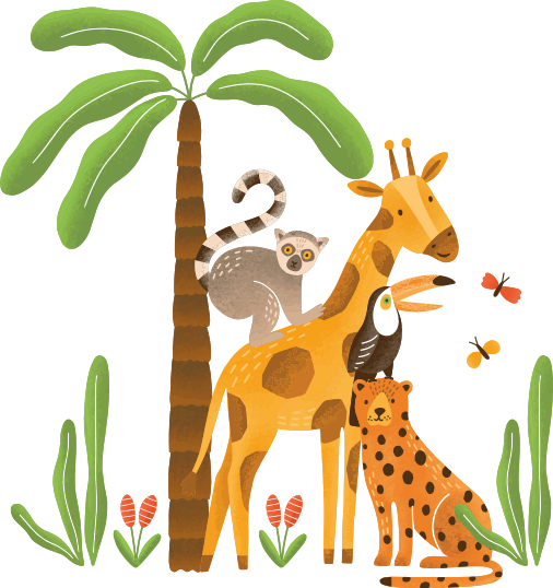 Tappeto vinile animali ambientazione giungla giocosa - TenStickers