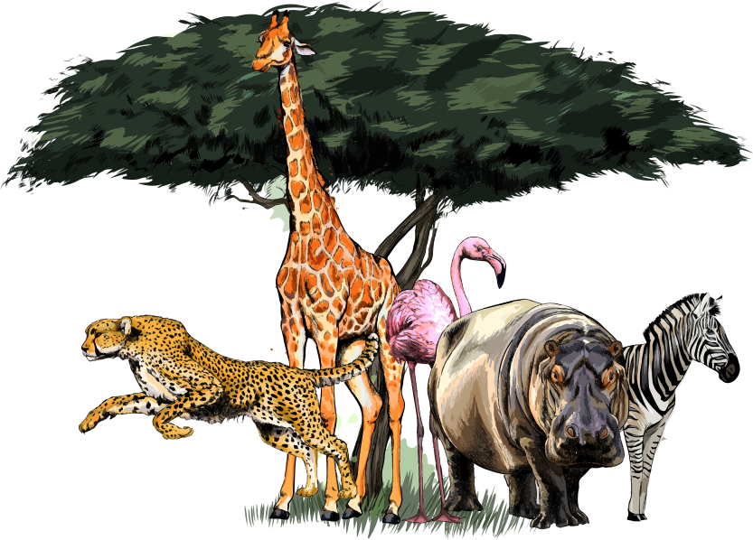 Tappeto vinile animali safari della famiglia giraffe - TenStickers