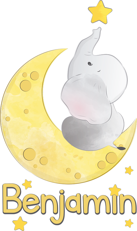 Tappeto vinile animali luna e stelle con nome - TenStickers