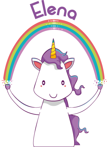 Tappeto vinile animali unicorno e arcobaleno con nome - TenStickers