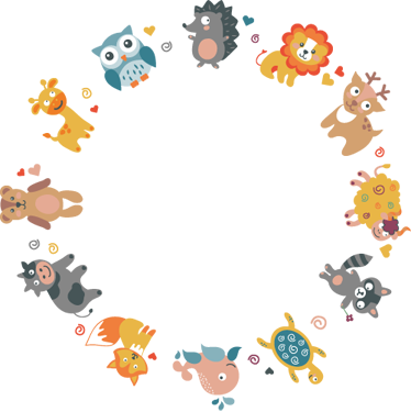 Tappeto vinile animali cuccioli in cerchio - TenStickers