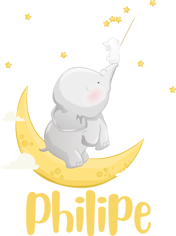 Tappeto vinile animali elefante e coniglio personalizzabile - TenStickers