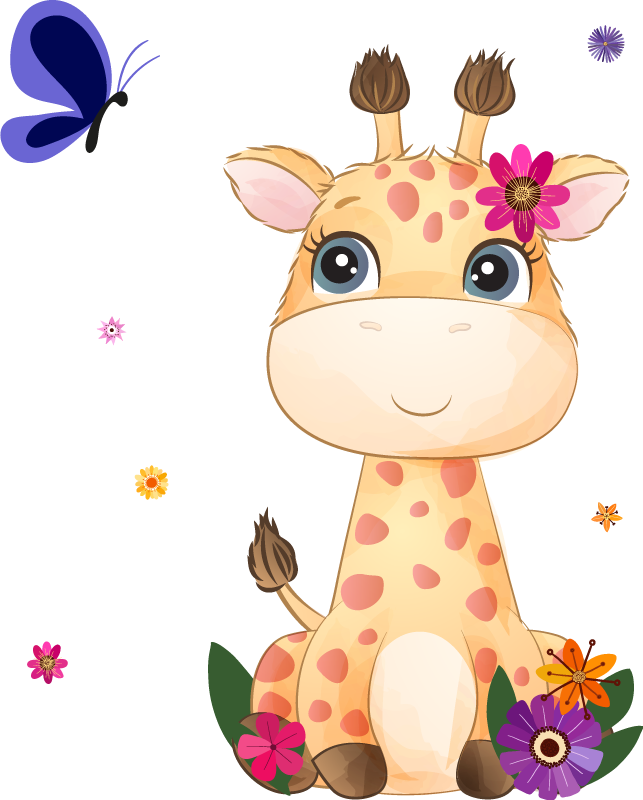 Tappeto vinile animali africa selvaggia bambina giraffa - TenStickers