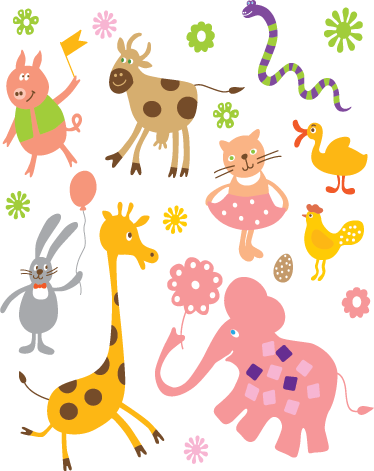 Tappeto vinile animali creature colorate - TenStickers