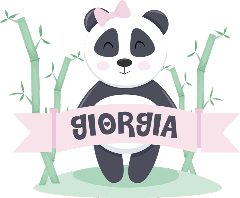 Tappeto vinile animali panda baby con nome - TenStickers