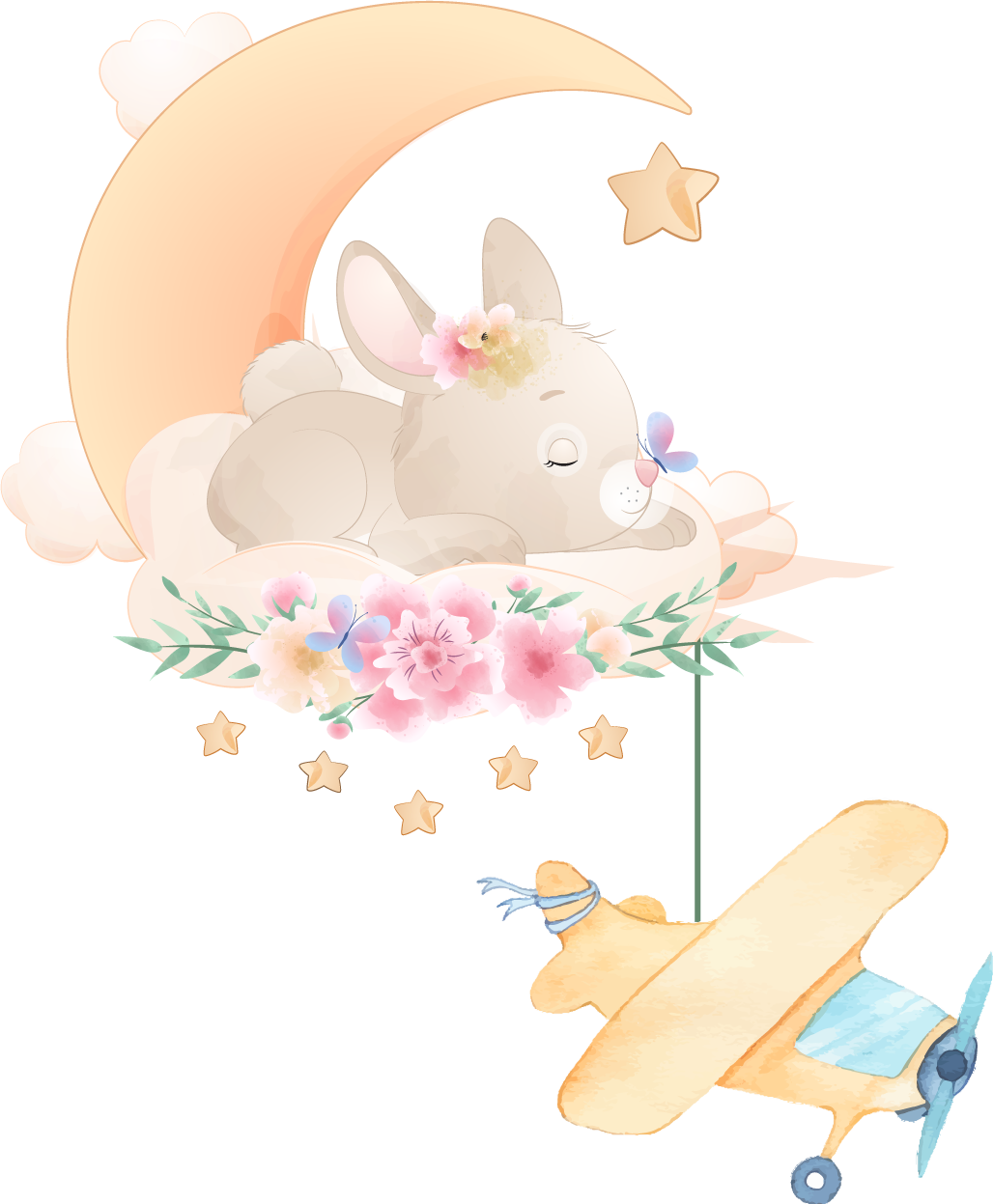 Tappeto vinile animali con coniglio che dorme sulla luna - TenStickers