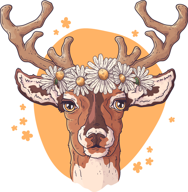 Tappeto vinile animali cervo con fiori - TenStickers