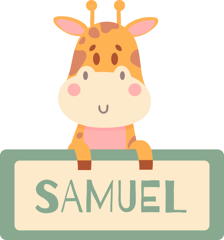 Tappeto vinile animali etichetta giraffa con nome - TenStickers