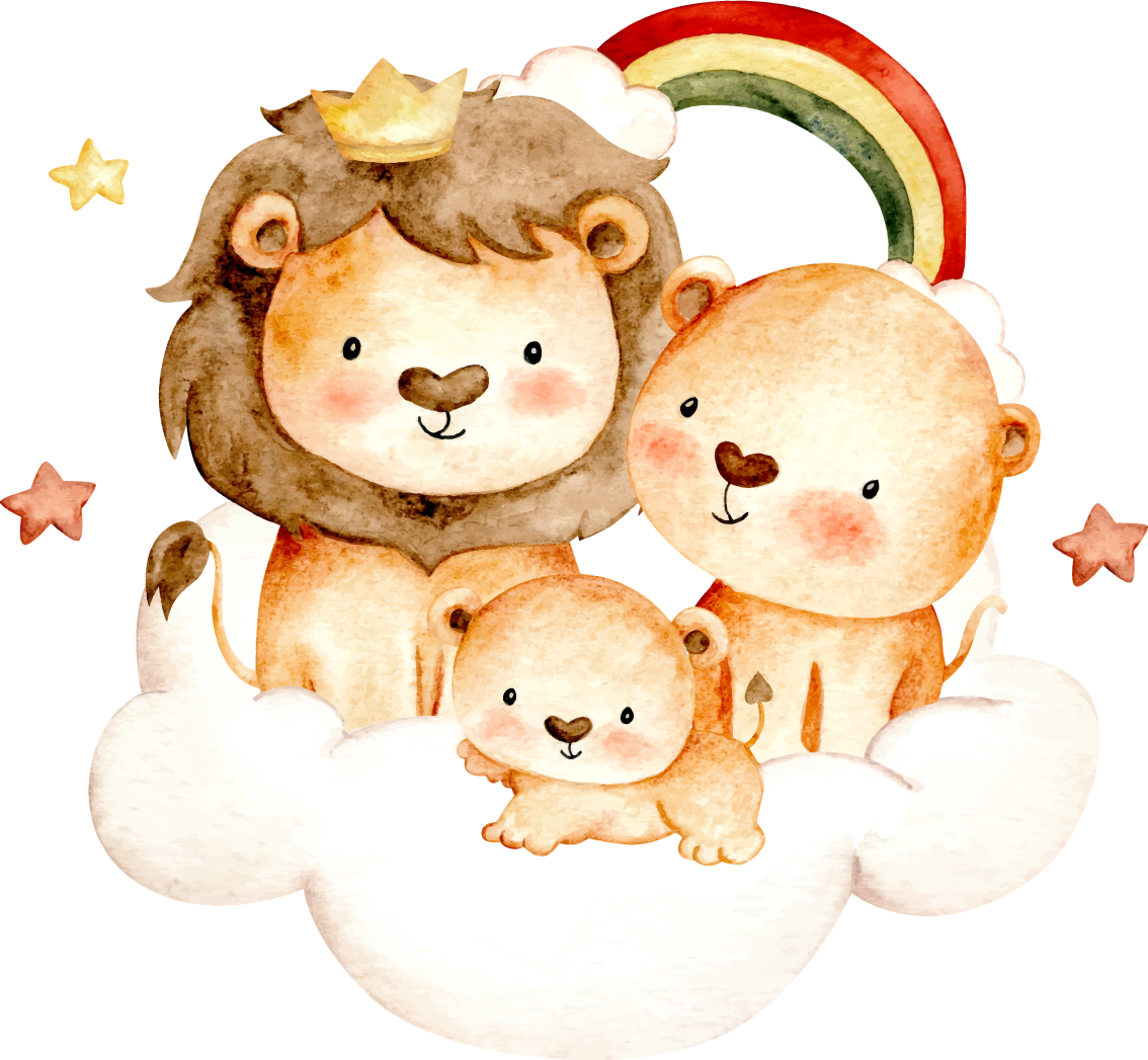 Tappeto vinile animali cuccioli con stelle e nuvole - TenStickers