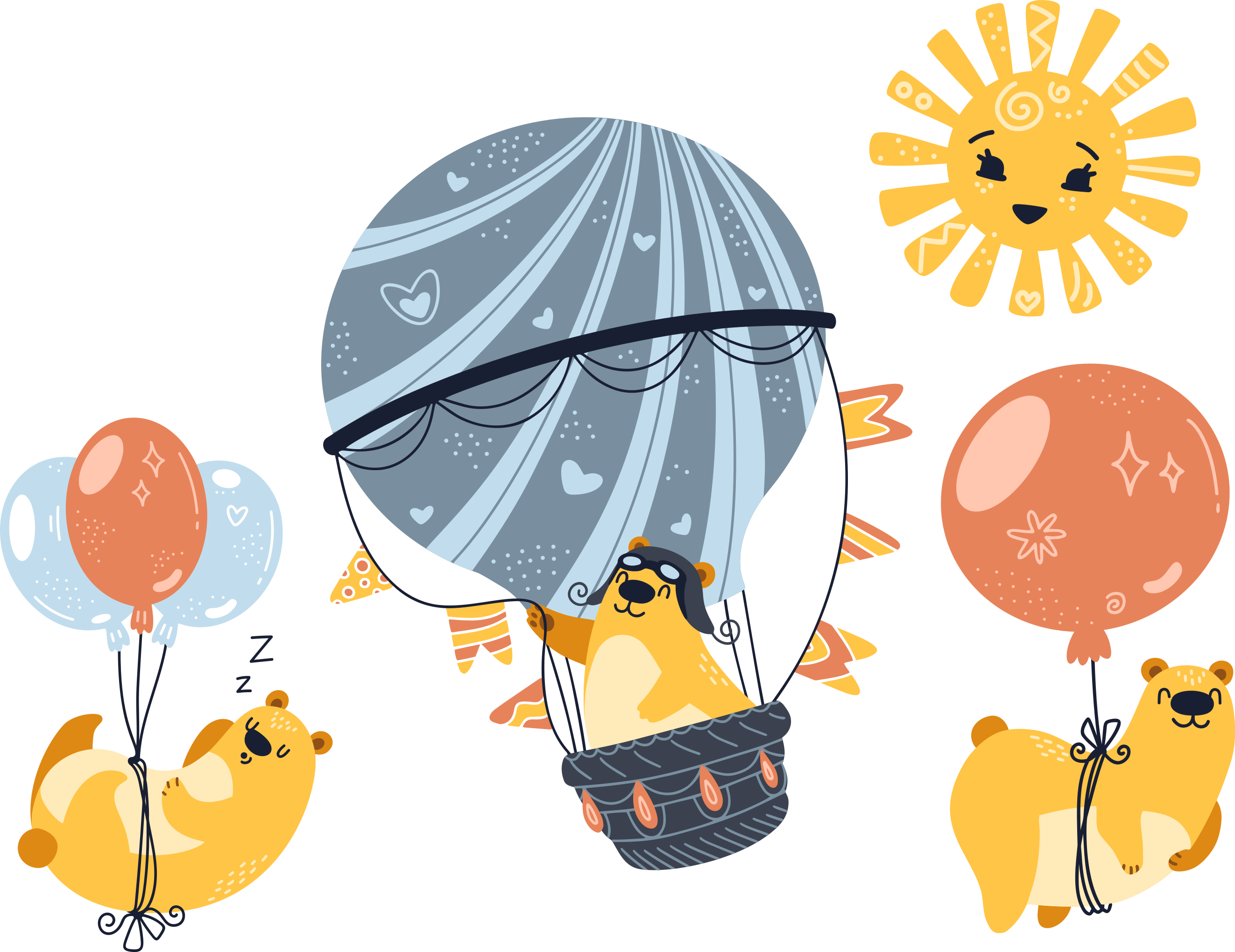 Tappeto vinile animali animali appesi ai palloncini - TenStickers