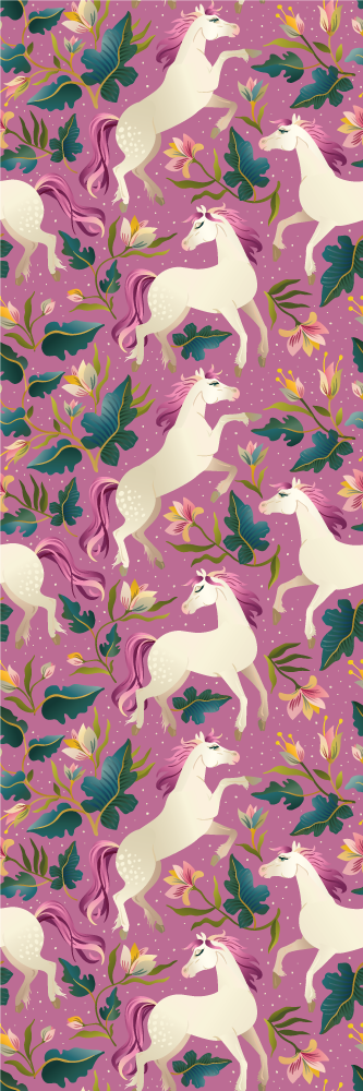 Tappeto vinile animali design cavallo floreale rosa - TenStickers