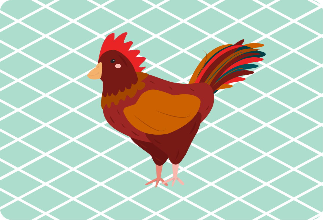 Tappeto vinile animali gallo rosso profilo laterale - TenStickers