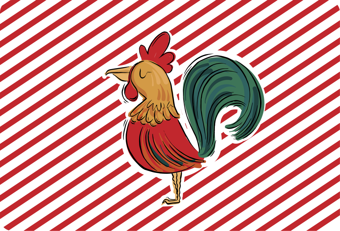 Tappeto vinile animali design gallo colorato originale - TenStickers