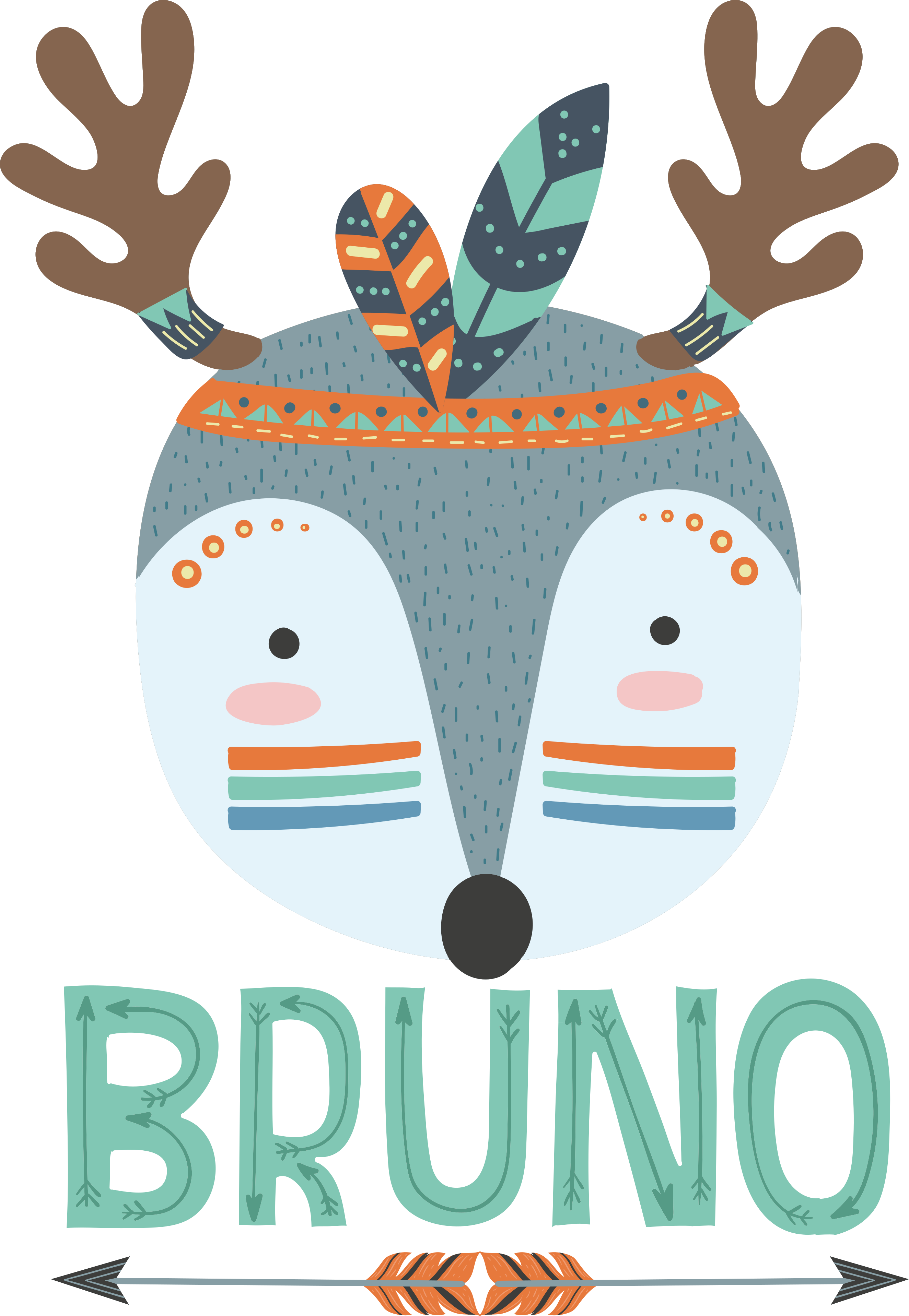 Tappeto vinile animali cervo nordico blu personalizzabile - TenStickers