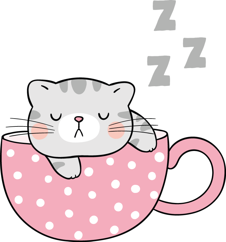 Tappeto vinile animali tazza gatta dormiente - TenStickers