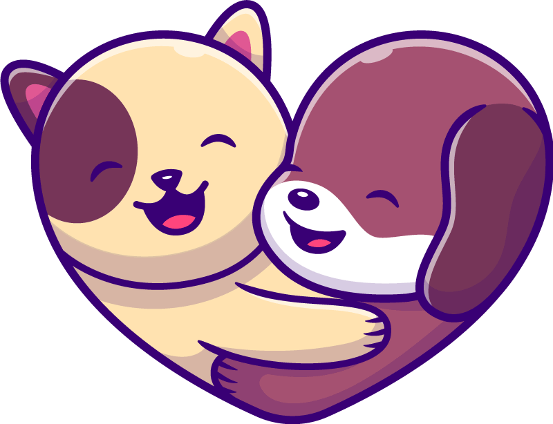 Tappeto vinile animali abbraccio di animali carini - TenStickers