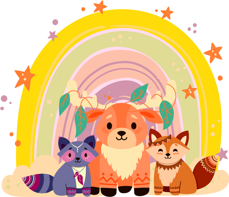 Tappeto vinile animali trio di creature incantevoli - TenStickers