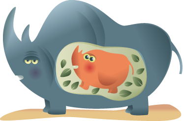 Tappeto vinile animali madre rinoceronte incinta - TenStickers