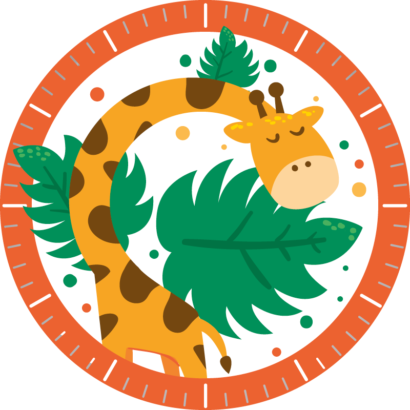 Tappeto vinile animali orologio bambini giraffa - TenStickers