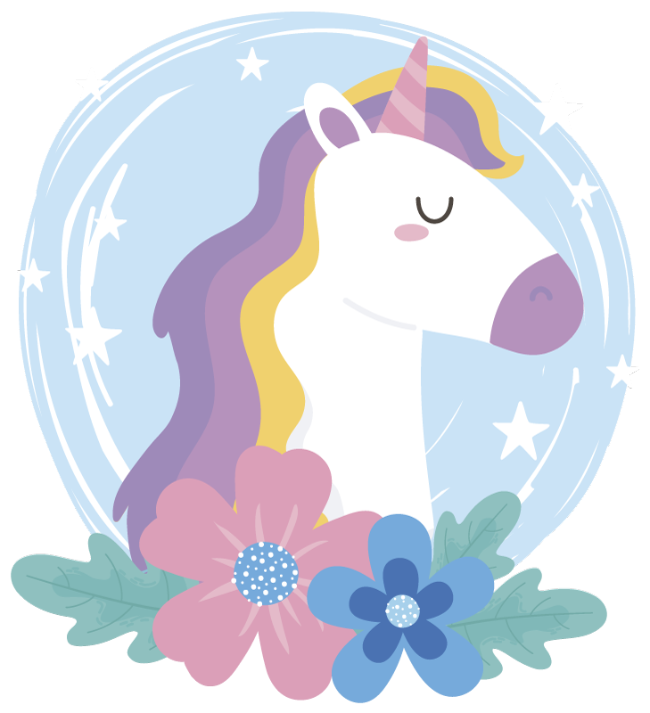 Tappeto vinile animali unicorno dai capelli brillanti - TenStickers