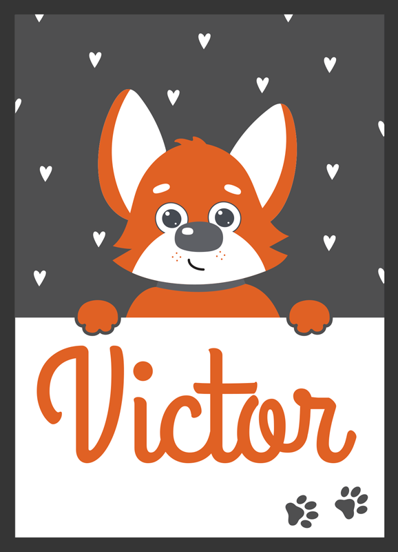Tappeto vinile animali poster bambini con nome - TenStickers