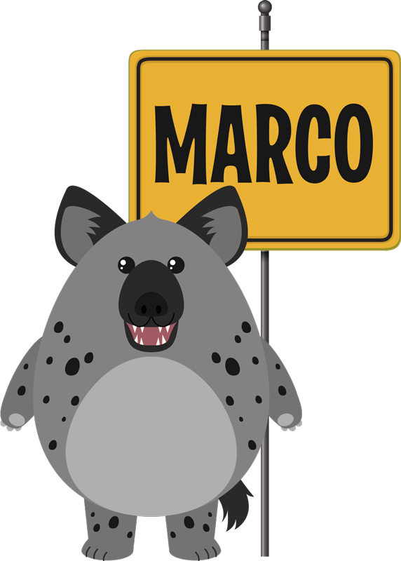 Tappeto vinile animali iena selvatica con nome - TenStickers