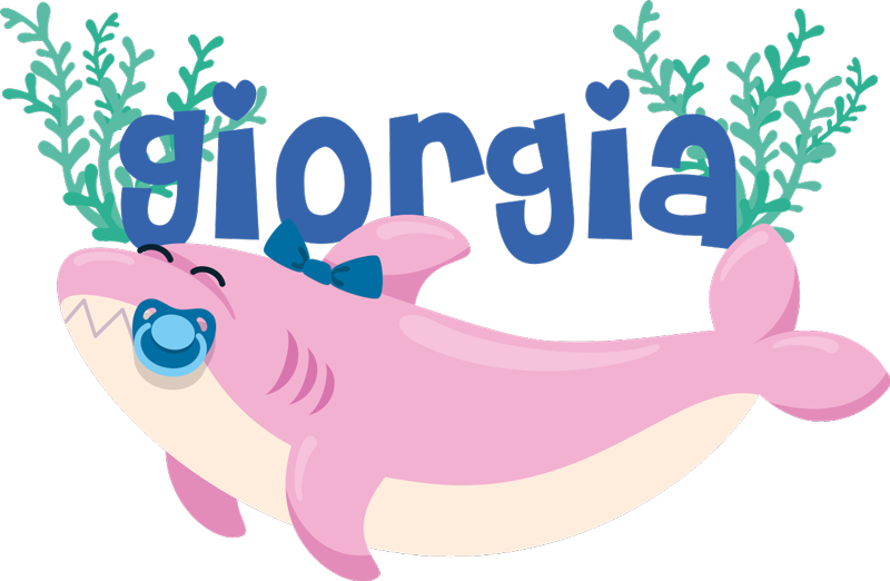Tappeto vinile animali squalo baby con nome ragazza - TenStickers