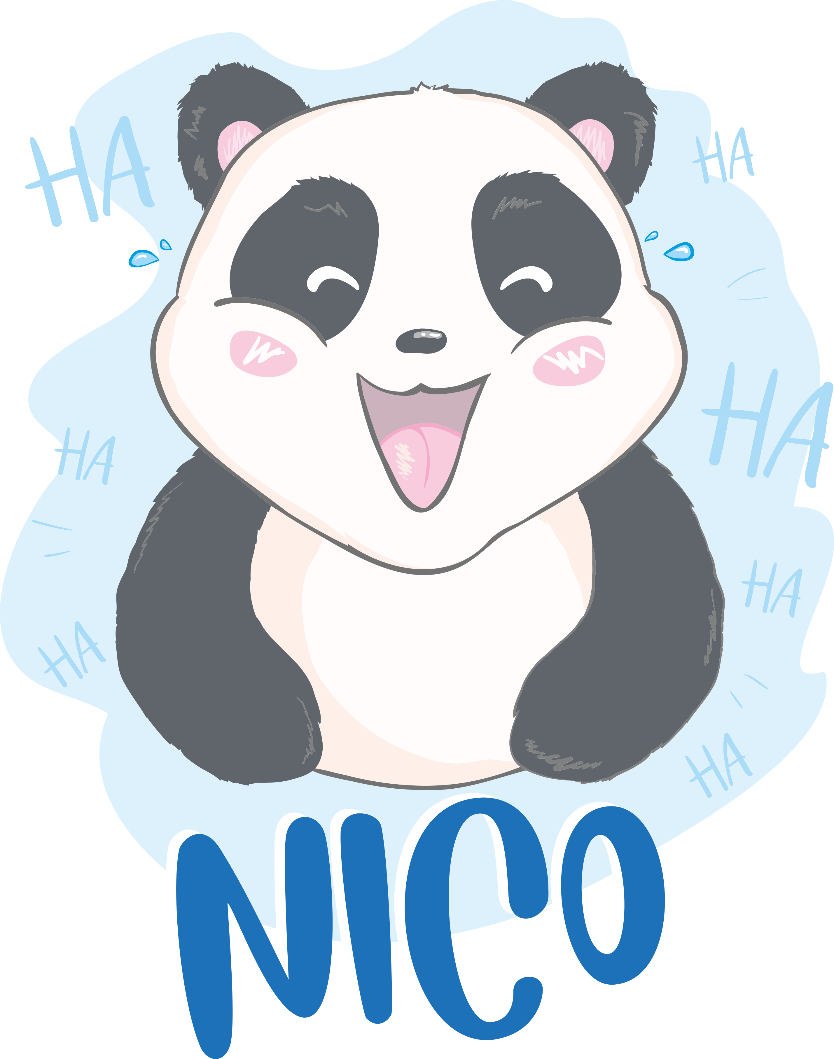 Tappeto vinile animali panda sorpreso con nome - TenStickers