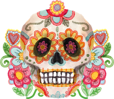 Tappeto vinile halloween teschio floreale acquerellato - TenStickers