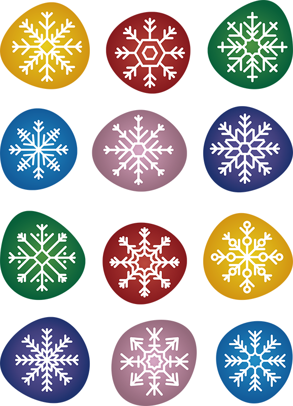 Tappeto vinile natale fiocchi di neve colorati - TenStickers