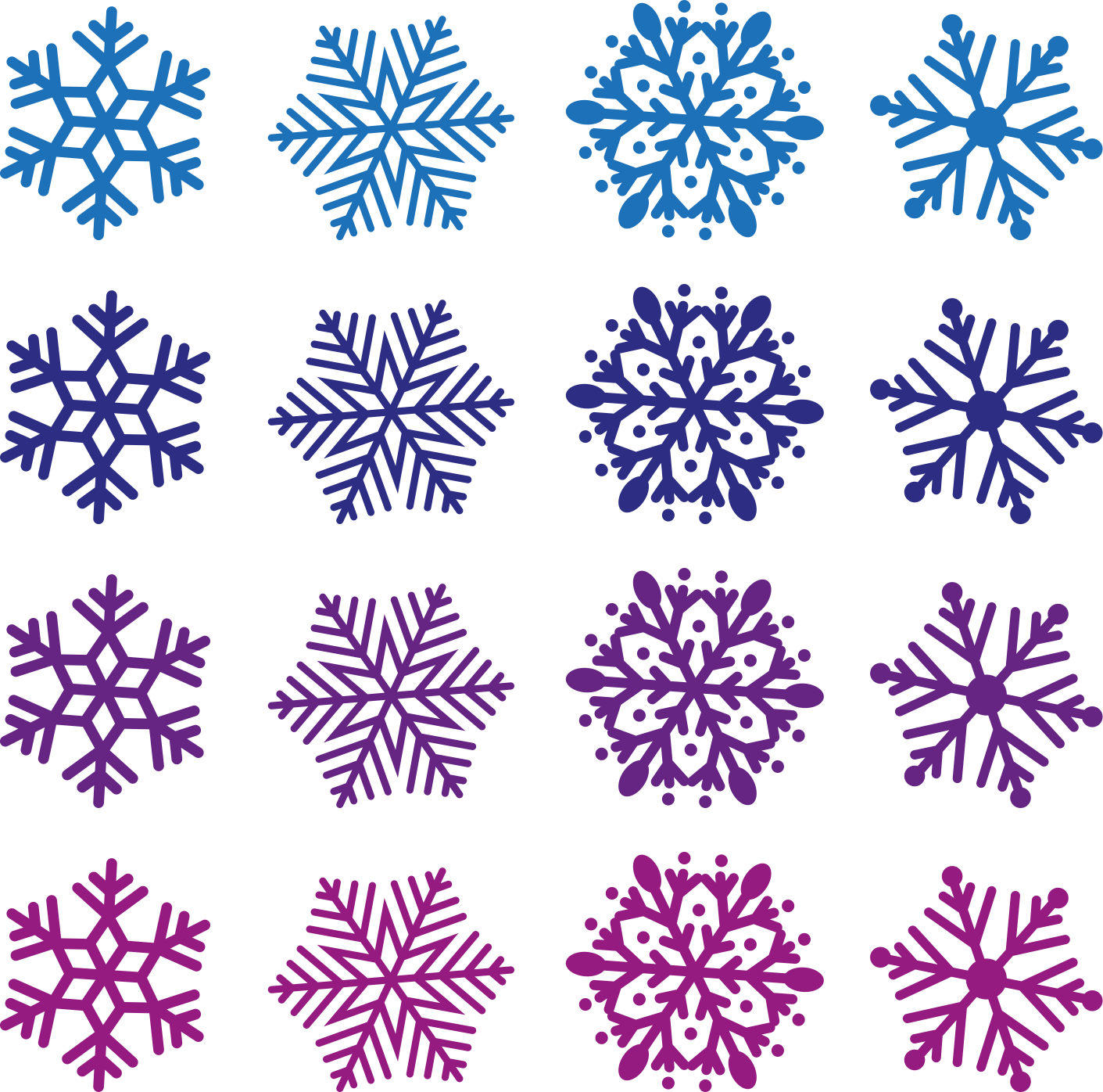 Tappeto vinile natale pacco di fiocchi di neve viola e blu - TenStickers