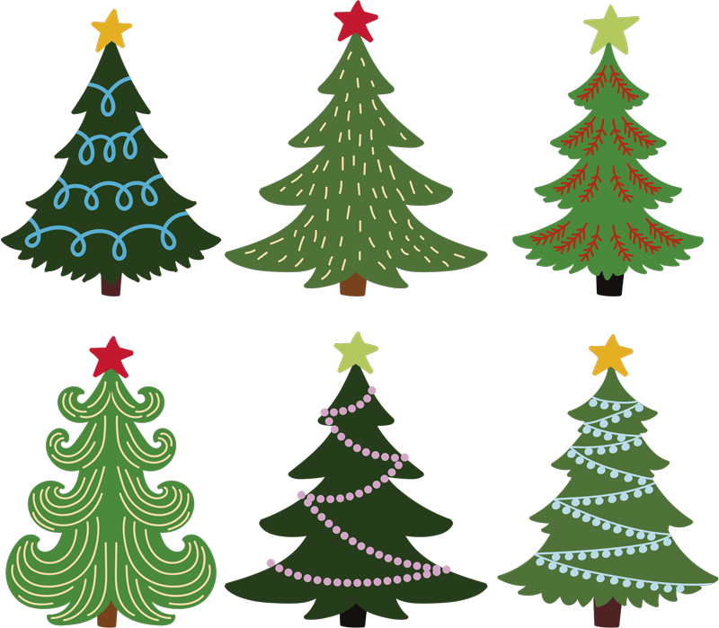 Tappeto vinile natale set alberi di natale colorati - TenStickers