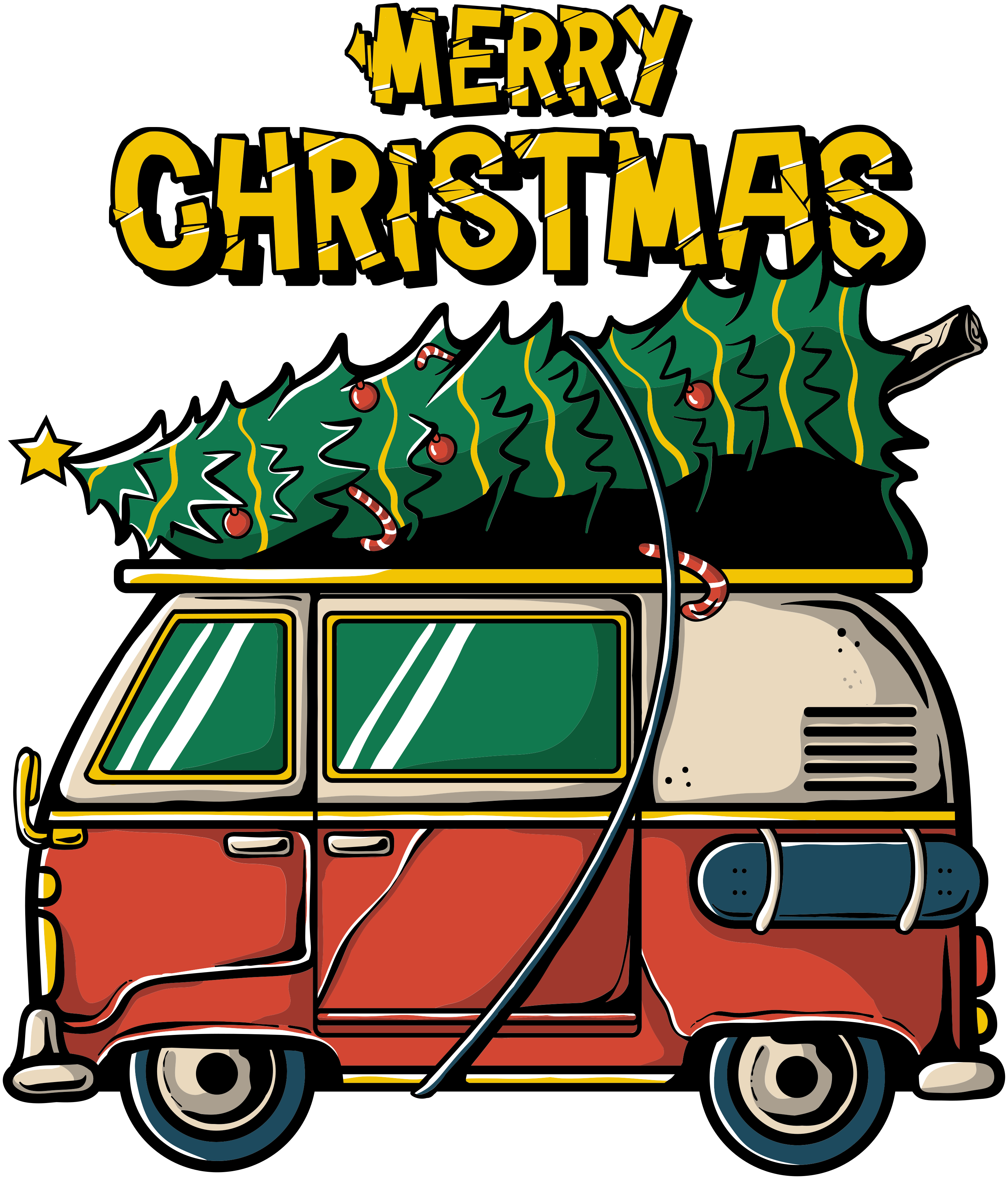 Tappeto vinile natale auto di babbo natale - TenStickers