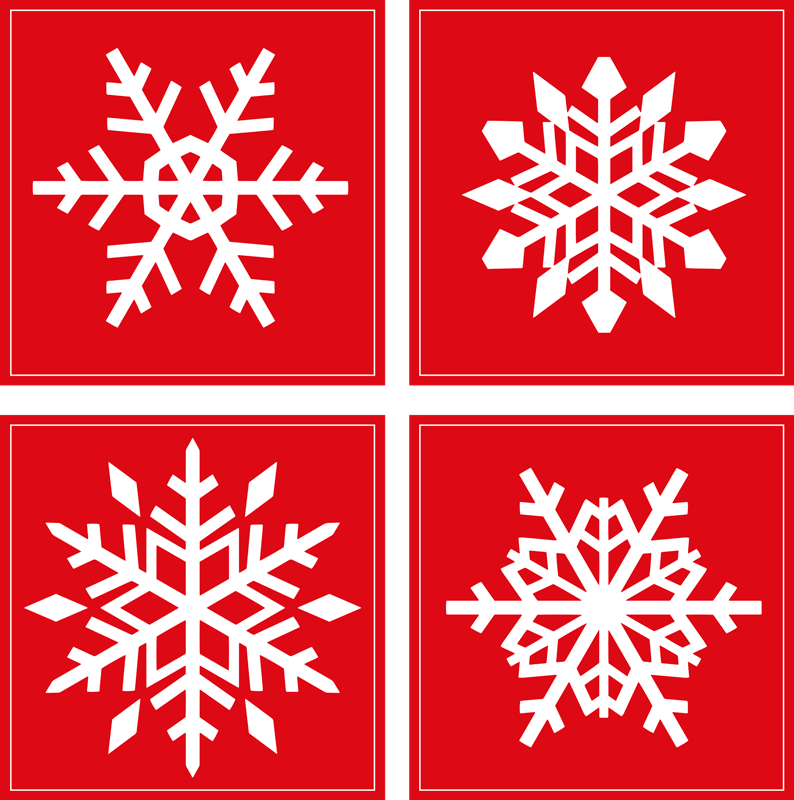 Tappeto vinile natale fiocchi di neve rossi - TenStickers