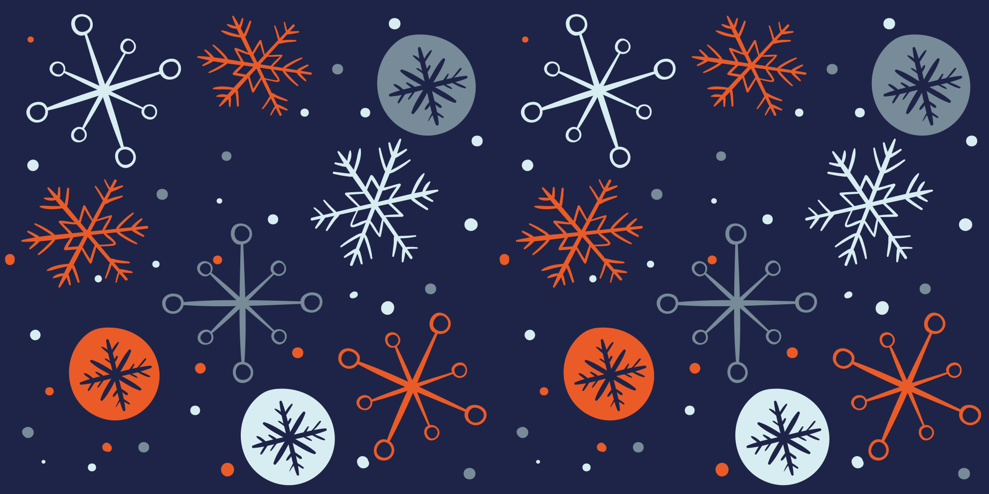 Tappeto vinile natale fiocchi di neve blu e arancio - TenStickers
