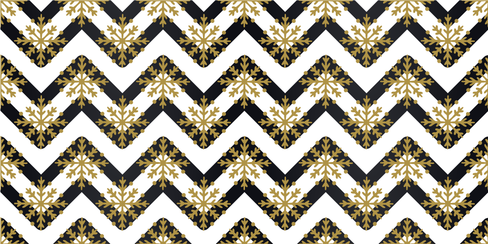 Tappeto vinile natale fiocchi d'oro su strisce zig zag - TenStickers