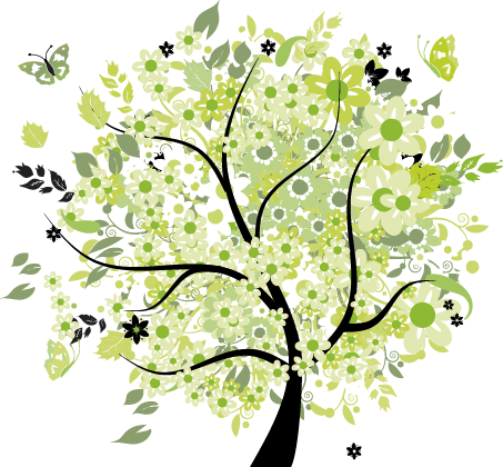 Tappeto vinile fiori albero di primavera verde - TenStickers