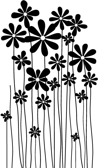Tappeto vinile fiori grandi fiori neri - TenStickers