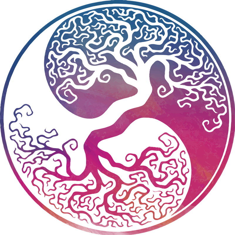 Tappeto vinile fiori albero della vita yin yang - TenStickers