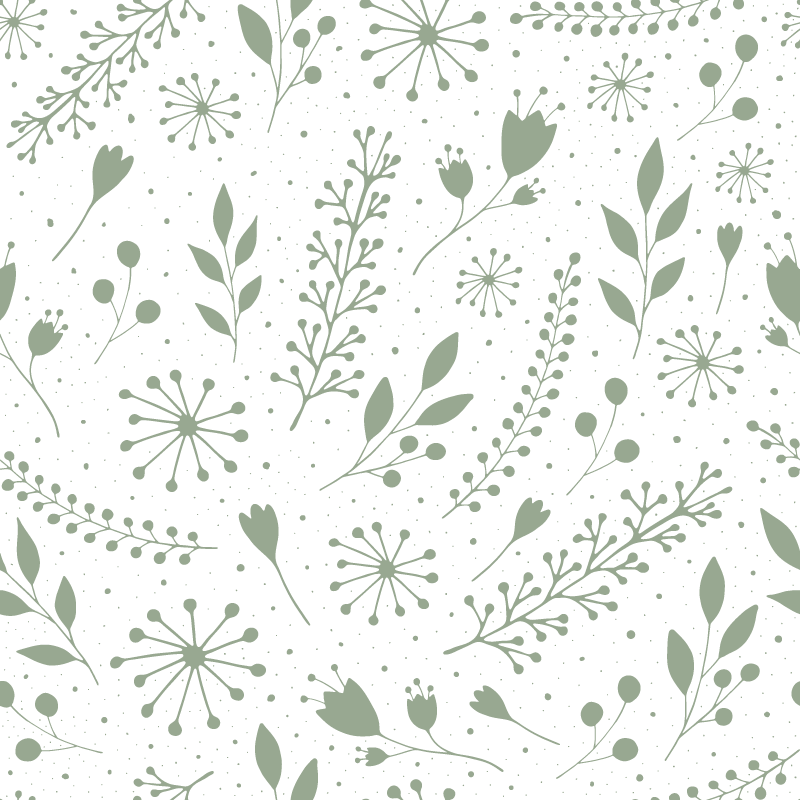 Tappeto vinile fiori foglie verdi dolci design fiori - TenStickers