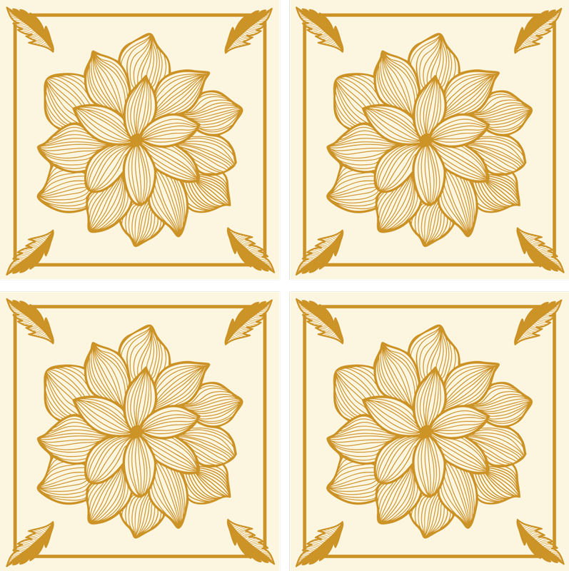 Tappeto vinile fiori piastrella paisley floreale - TenStickers