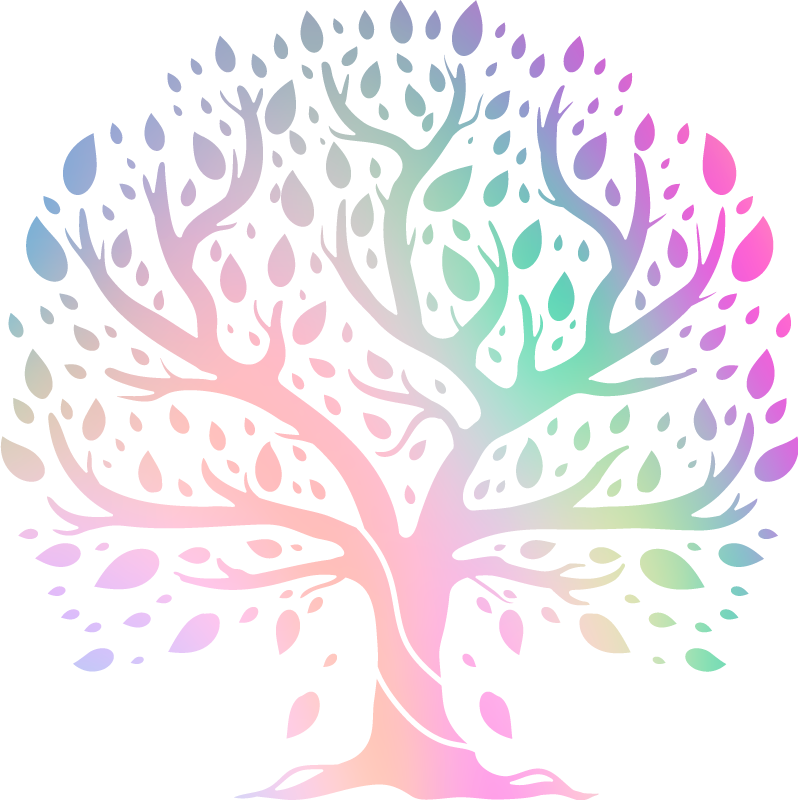 Tappeto vinile fiori albero della vita colori arcobaleno - TenStickers