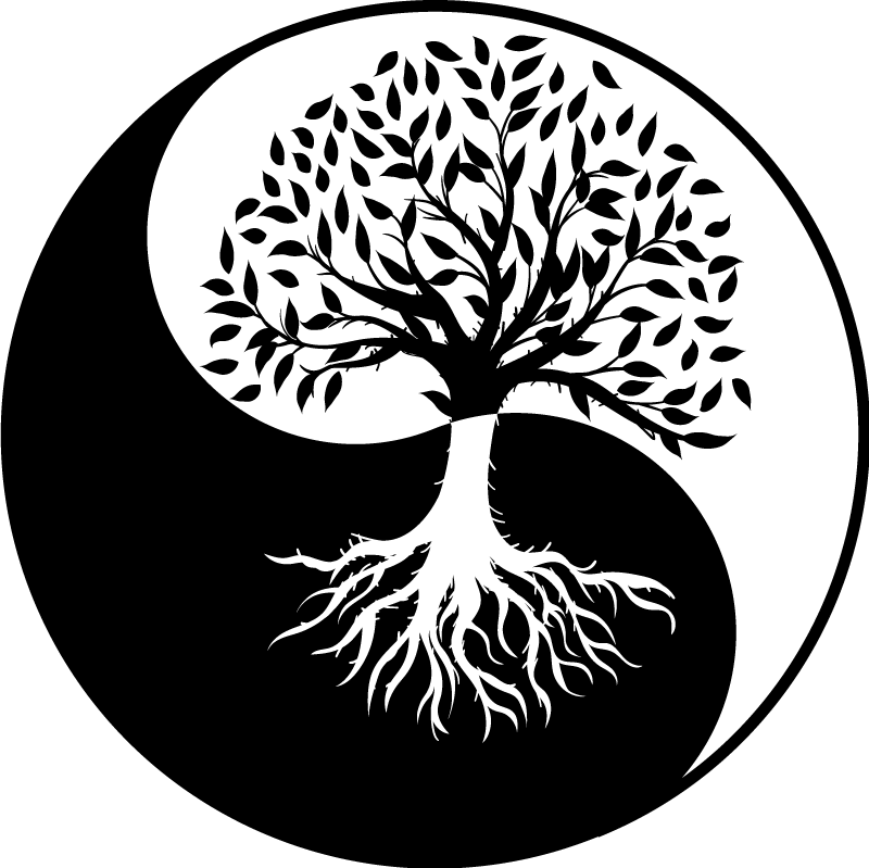 Tappeto vinile fiori albero della vita yin e yang - TenStickers