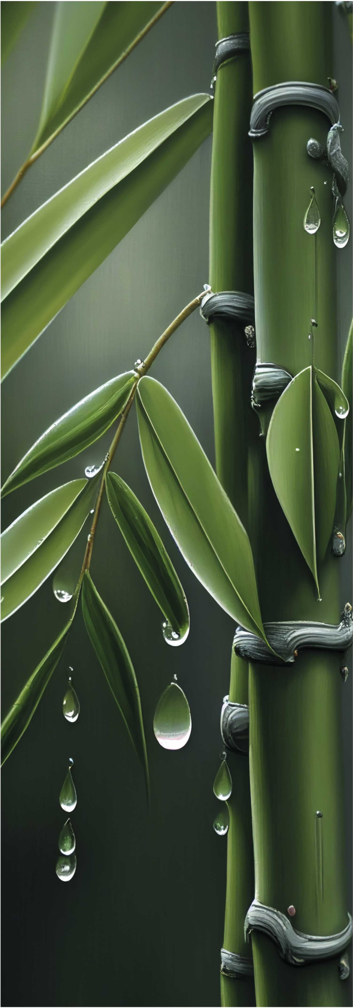 Tappeto vinile fiori bamboo con gocce - TenStickers