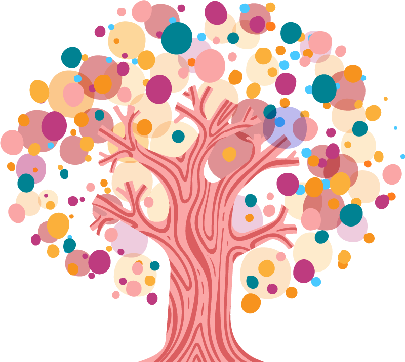 Tappeto vinile fiori silhouette albero colorato - TenStickers