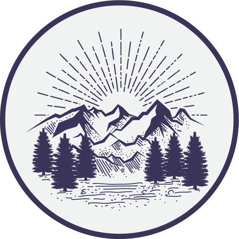 Tappeto vinile fiori paesaggio montano circolare - TenStickers