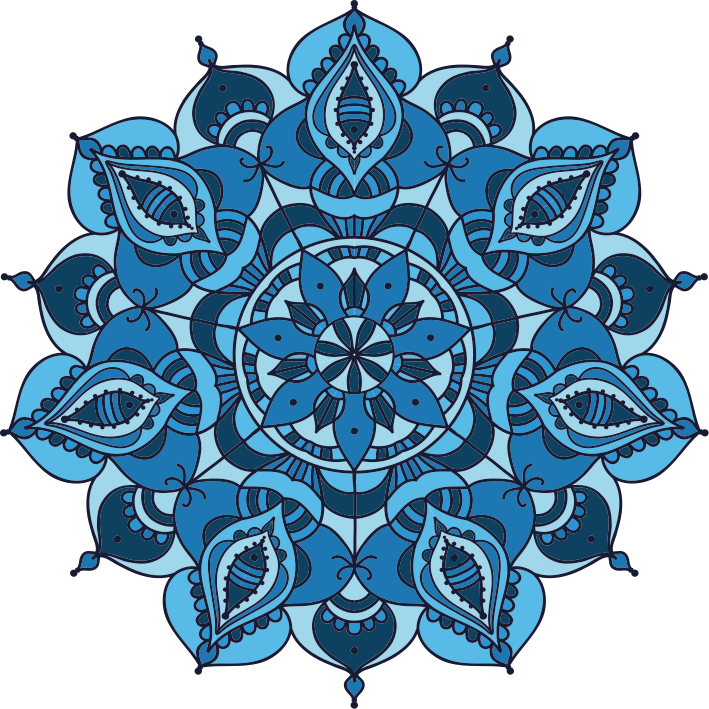 Tappeto vinile fiori mandala blu intricato - TenStickers